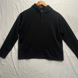 Nike Dri-Fit Ribbed Hoodie Women’s Size Large Black Thick Cuff Logo